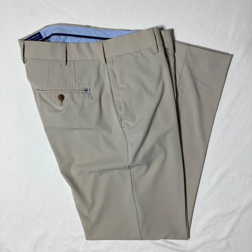 Peter Millar Crown‎ Crafted Nylon Pants Men's Size 34x32 (29) Beige Golf Stretch